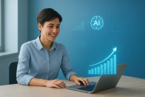 AI bookkeeping concept highlighting automation, accuracy, and time savings for businesses